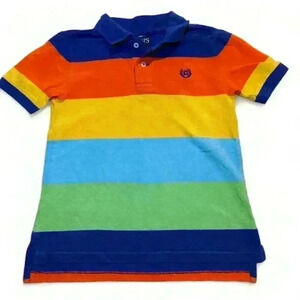 Chaps Boys Multicolor Striped Polo Shirt Size 7 Short Sleeve Casual